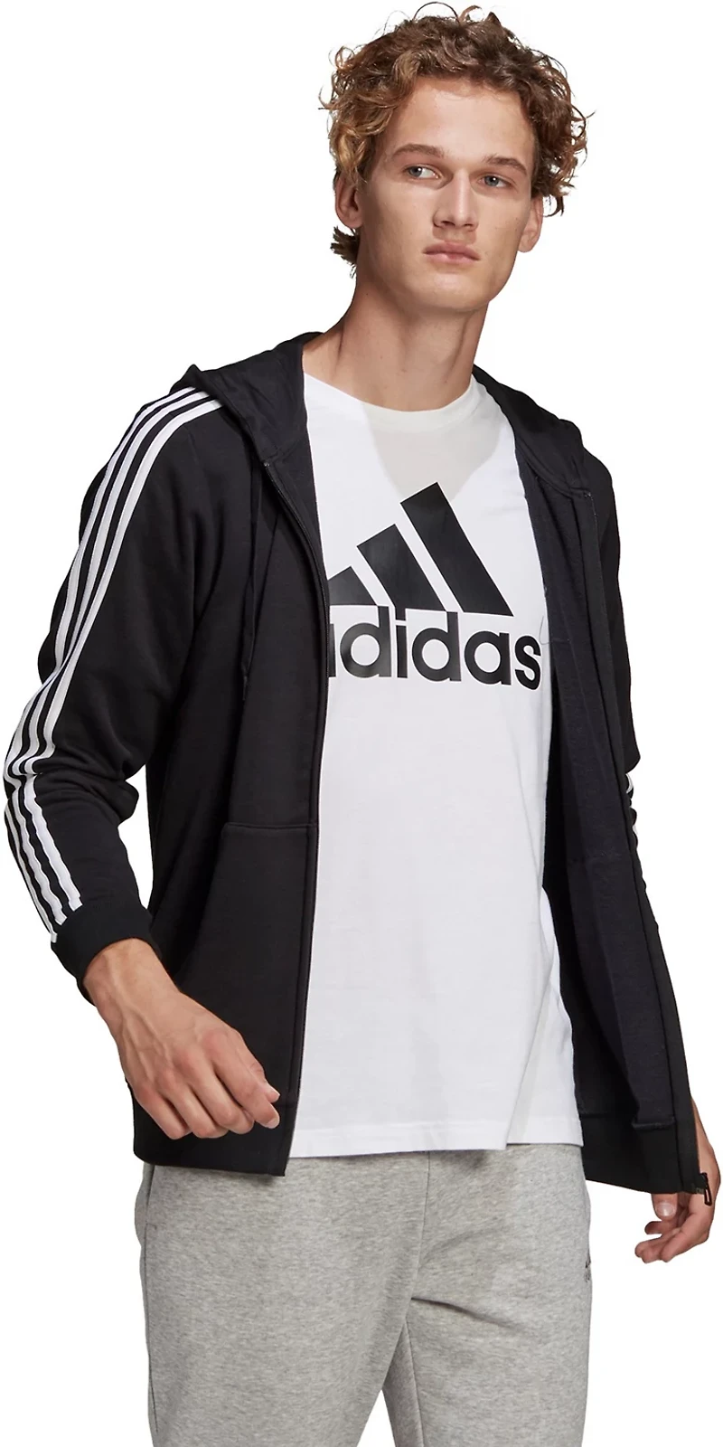 adidas Men's Essentials French Terry 3S Full Zip Hoodie