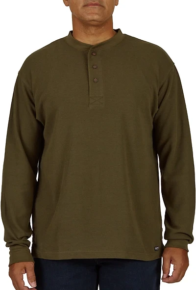 Smith's Workwear Men's Extended Tail Mini Thermal Knit Henley Pullover