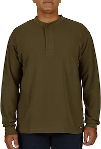 Smith's Workwear Men's Extended Tail Mini Thermal Knit Henley Pullover