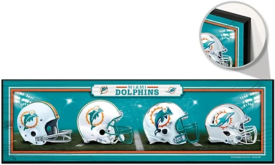 The WinCraft Miami Dolphins 9 in x 30 in Wood Sign is constructed with hardboard wood and features a beveled edge.