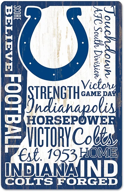 WinCraft Indianapolis Colts 11 in x 17 in Wood Sign