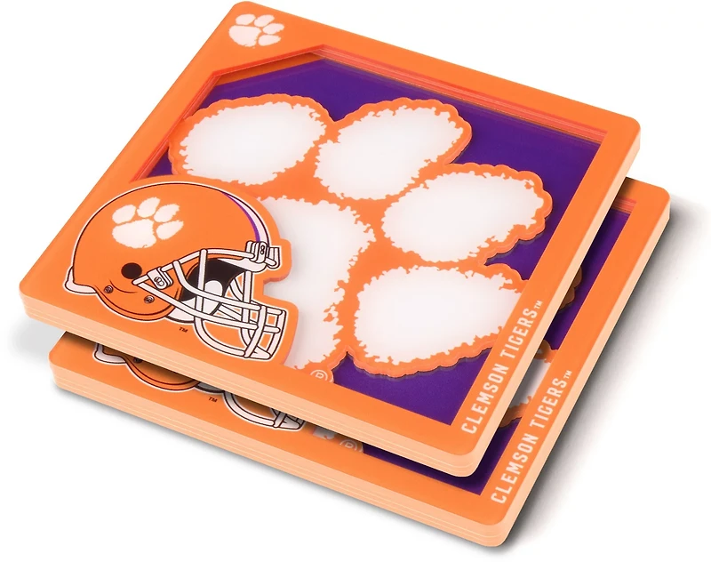 YouTheFan Clemson University 3D Series Coasters 2-Pack
