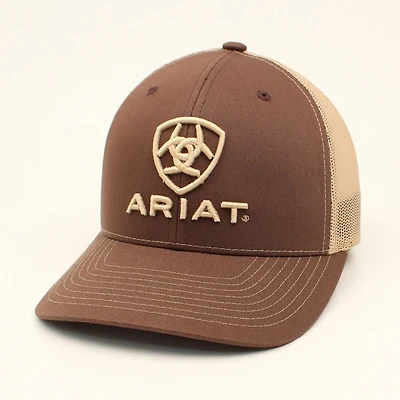 Ariat Men's Mesh Center Shield Tan Mesh Cap