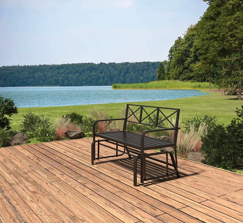 Mosaic Mary Metal Bench Glider