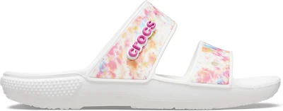 Crocs Adults' Classic White Speckle Tie Dye 2-Strap Sandals