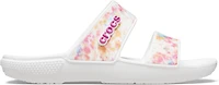 Crocs Adults' Classic White Speckle Tie Dye 2-Strap Sandals