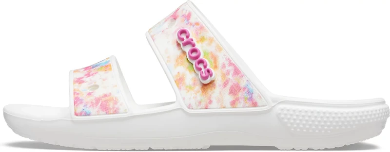 Crocs Adults' Classic White Speckle Tie Dye 2-Strap Sandals