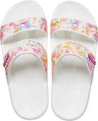 Crocs Adults' Classic White Speckle Tie Dye 2-Strap Sandals
