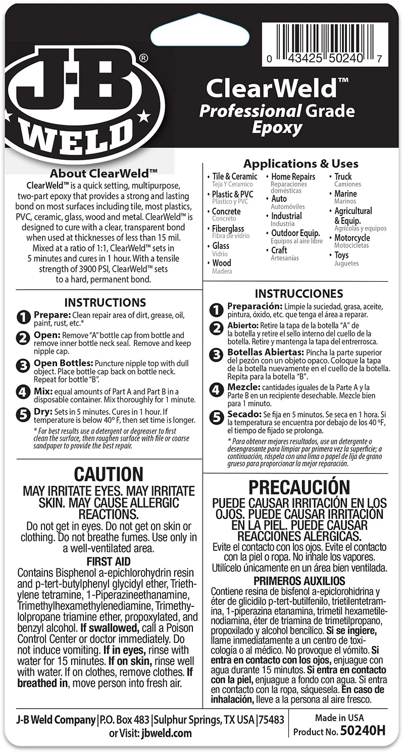 J-B WELD ClearWeld™ 8 oz Professional Grade Spray Epoxy
