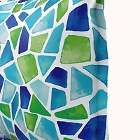 Mosaic Sea Glass Flange Trim Patio Pillow