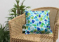 Mosaic Sea Glass Flange Trim Patio Pillow