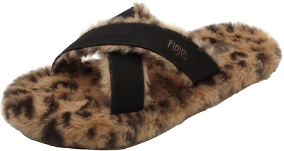Flojos Women's Fuzzy Faux Fur Criss Cross Slide Slippers