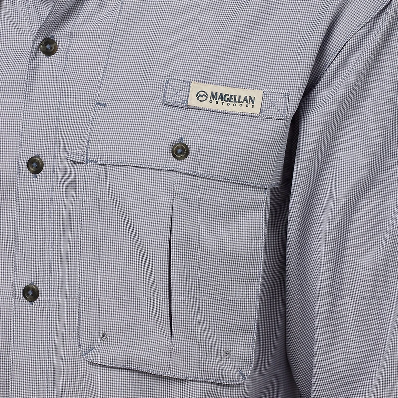 Magellan Outdoors Men's Aransas Pass Mini Check Long Sleeve Fishing Shirt