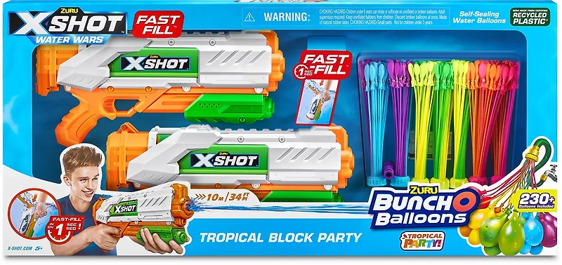 ZURU Fast Fill Block Party Neon Splash Bunch O Balloons 5-Pack