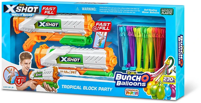 ZURU Fast Fill Block Party Neon Splash Bunch O Balloons 5-Pack