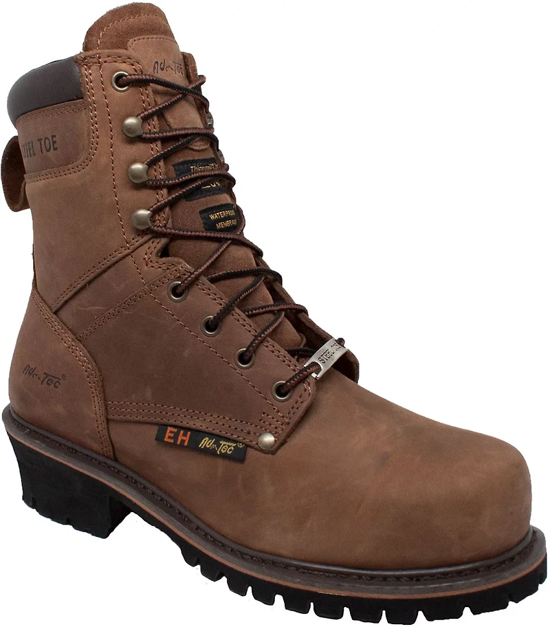 AdTec Men's 8 in Steel Toe Super Logger Work Boots
