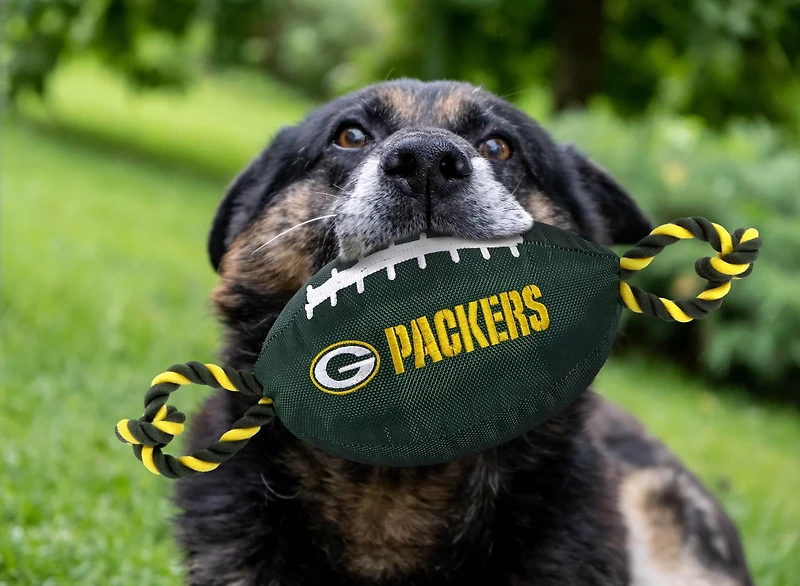 Pets First Green Bay Packers Nylon Football Rope Dog Toy