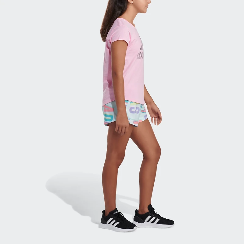 adidas Girls' Allover Print Woven Shorts