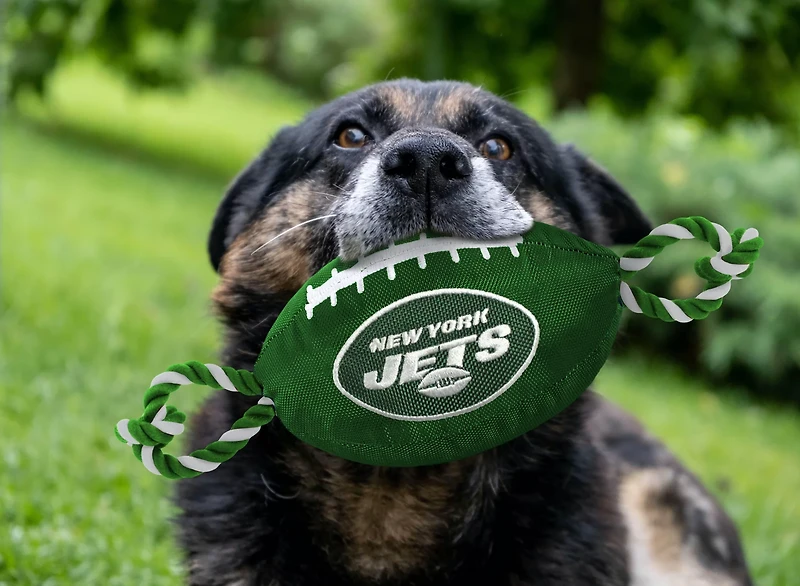 Pets First New York Jets Nylon Football Rope Dog Toy