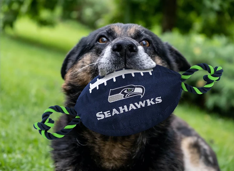 Pets First Seattle Seahawks Nylon Football Rope Dog Toy
