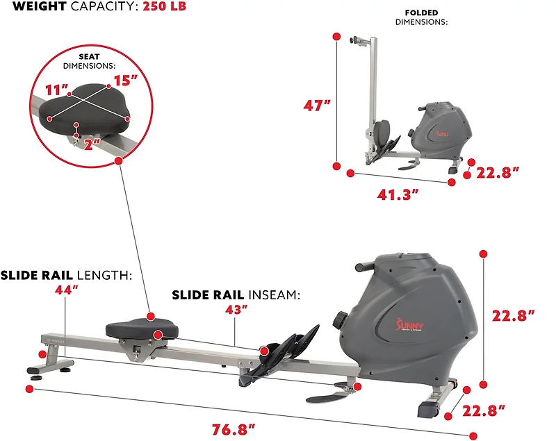 Sunny Health & Fitness Multifunction SPM Magnetic Rowing Machine
