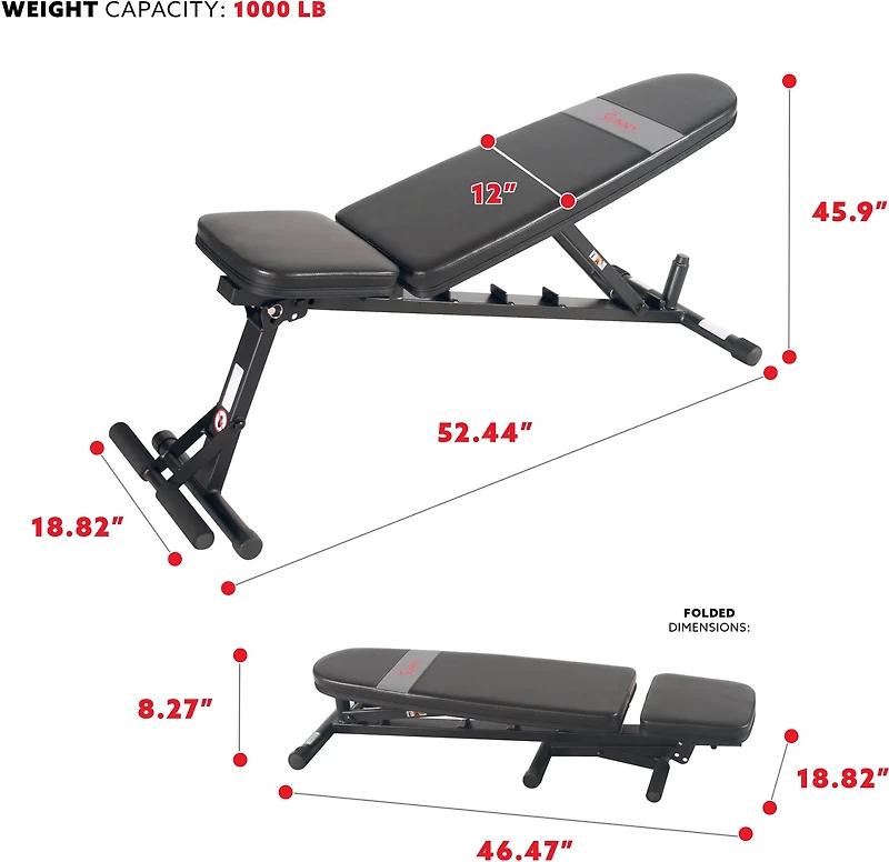 Sunny Health & Fitness Adjustable Utility Weight Bench