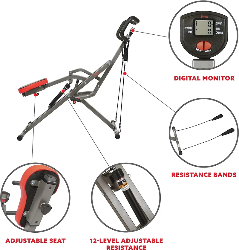 Sunny Health & Fitness Row-N-Ride Pro Squat Assist Trainer