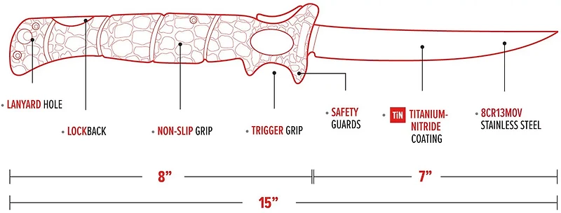Bubba 7 in Tapered Flex Folding Fillet Fishing Knife