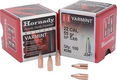 Hornady Traditional Varmint .22 Cal .224 55-Grain Reloading Bullets - 100 Rounds