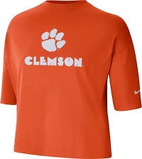 Nike Women's Clemson University Slub Crop Short Sleeve T-shirt