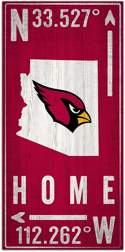 Fan Creations Arizona Cardinals Coordinate 6 in x 12 in Sign
