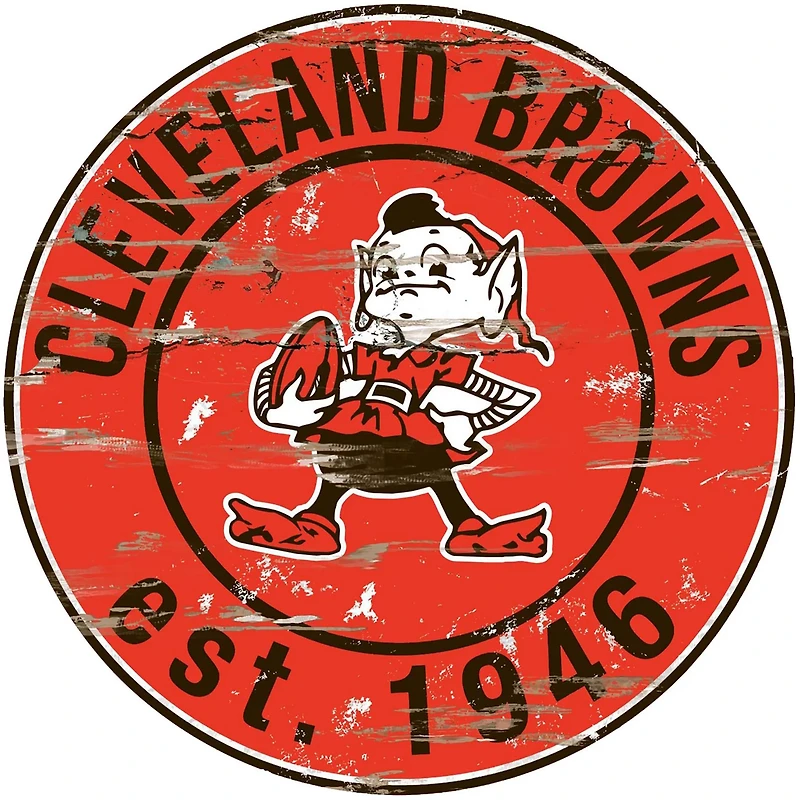 Fan Creations Cleveland Browns Round Distressed Sign