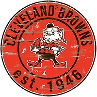 Fan Creations Cleveland Browns Round Distressed Sign