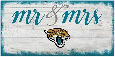 Fan Creations Jacksonville Jaguars Script Mr and Mrs 6x12 Sign