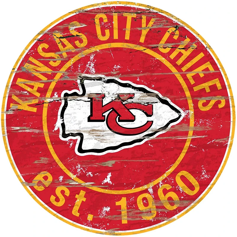 Fan Creations Kansas City Chiefs Round Distressed Sign
