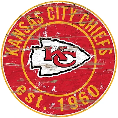 Fan Creations Kansas City Chiefs Round Distressed Sign