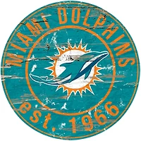 Fan Creations Miami Dolphins Round Distressed Sign