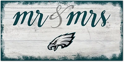 Fan Creations Philadelphia Eagles Script Mr and Mrs 6x12 Sign