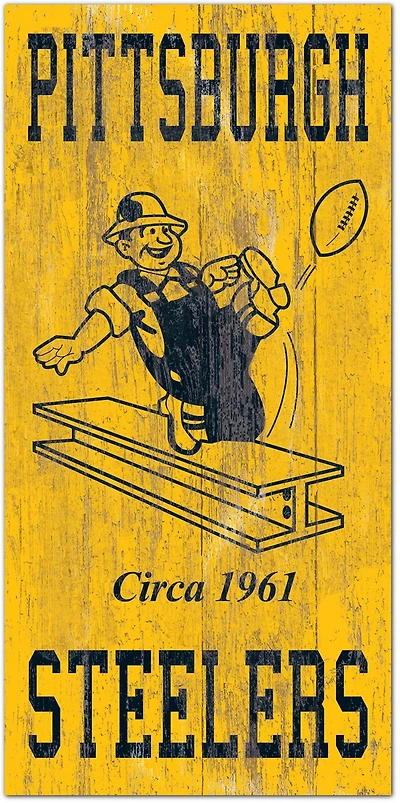 Fan Creations Pittsburgh Steelers 6 in x 12 in Heritage Distressed Logo Sign