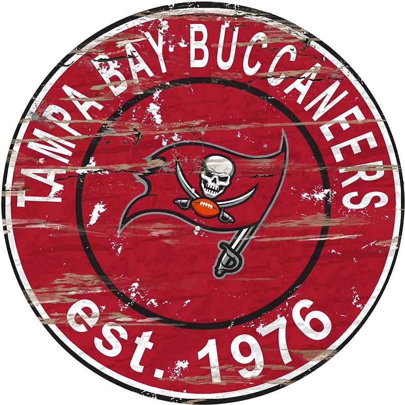 Fan Creations Tampa Bay Buccaneers Round Distressed Sign