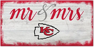 Fan Creations Kansas City Chiefs Script Mr and Mrs 6x12 Sign