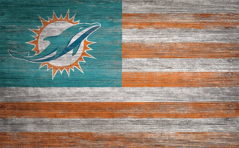Fan Creations Miami Dolphins 11 in x 19 in Distressed Flag Sign