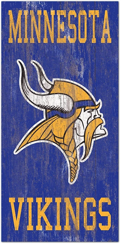Fan Creations Minnesota Vikings 6 in x 12 in Heritage Distressed Logo Sign