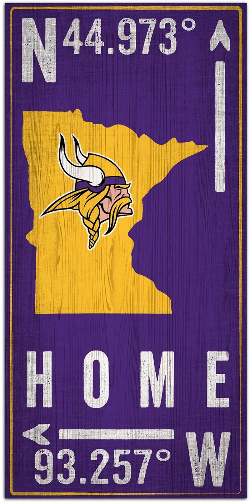 Fan Creations Minnesota Vikings Coordinate 6 in x 12 in Sign