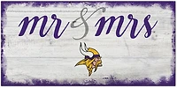 Fan Creations Minnesota Vikings Script Mr and Mrs 6x12 Sign