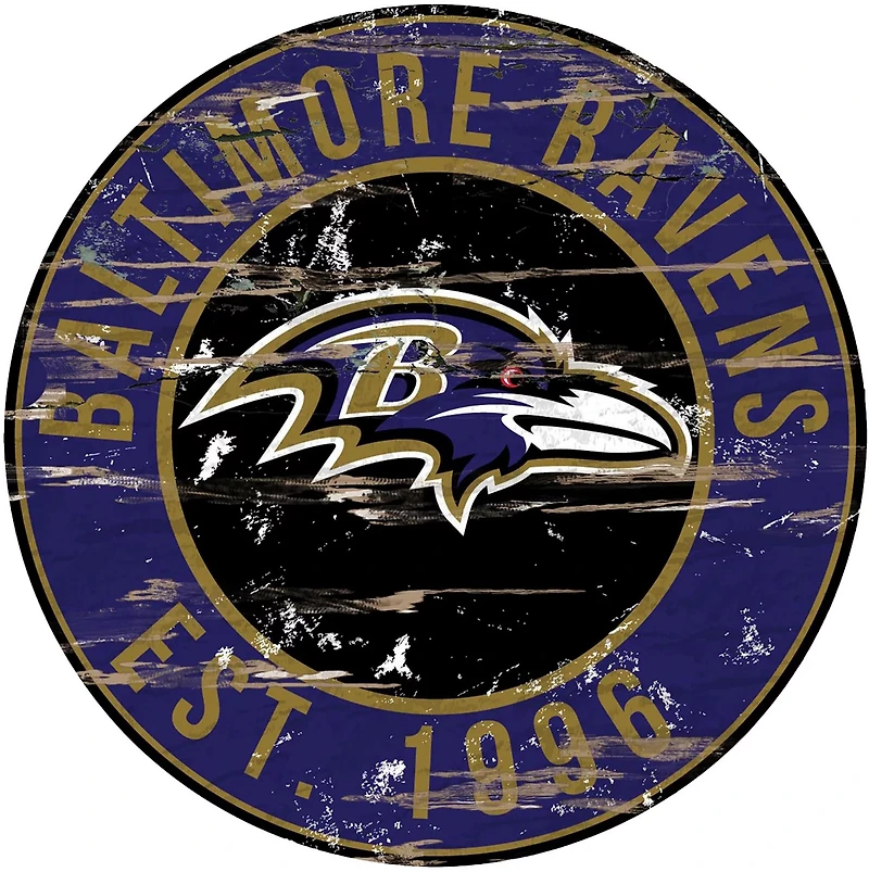 Fan Creations Baltimore Ravens Round Distressed Sign