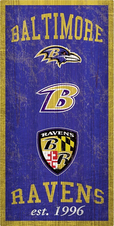 Fan Creations Baltimore Ravens Heritage 6 x 12 Sign