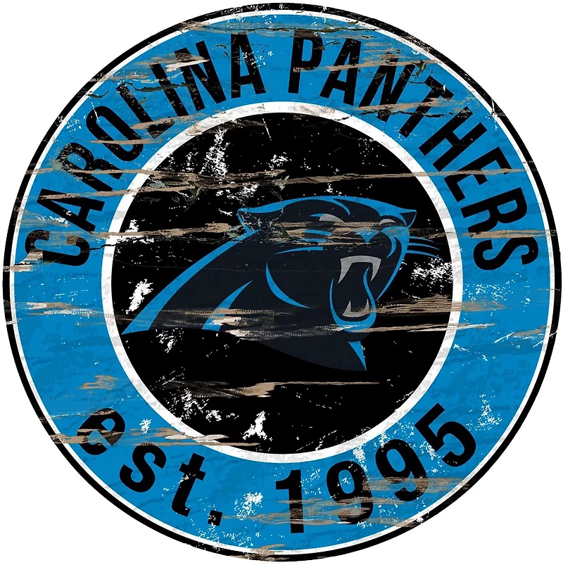 Fan Creations Carolina Panthers Round Distressed Sign