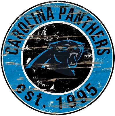Fan Creations Carolina Panthers Round Distressed Sign