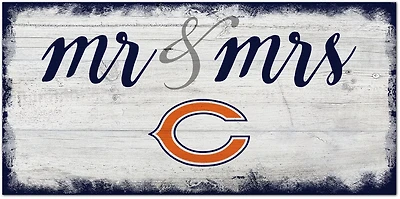 Fan Creations Chicago Bears Script Mr and Mrs 6x12 Sign